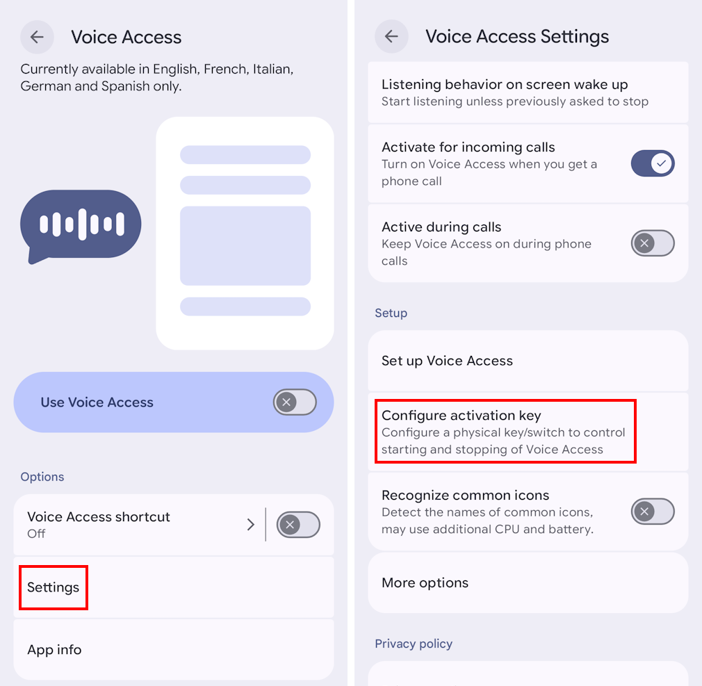 Tap Settings then scroll down and tap configure Activation key